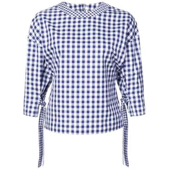 ROSETTA GETTY Gingham Blouse Womens Size 2 Picnic French Girl Cottage Retro Chic - Picture 11 of 12